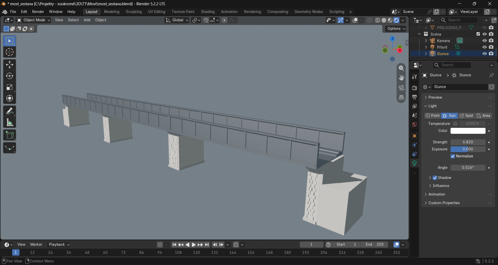 Ocelový most - 3D model v Blenderu